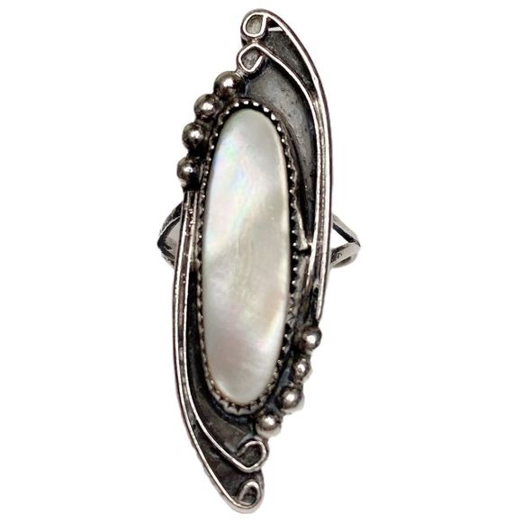 Vintage Sterling Silver Mother of Pearl MOP Women’s Ring Sz 5
